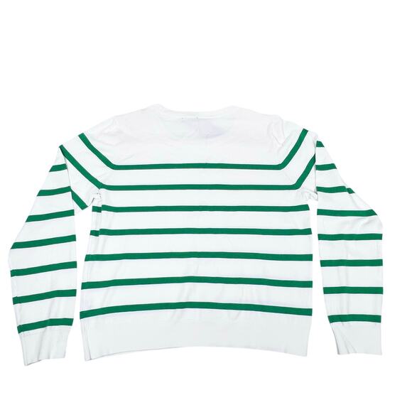 Vince Camuto White Green Striped Pullover Sweater Juniors Large New - Picture 2 of 5